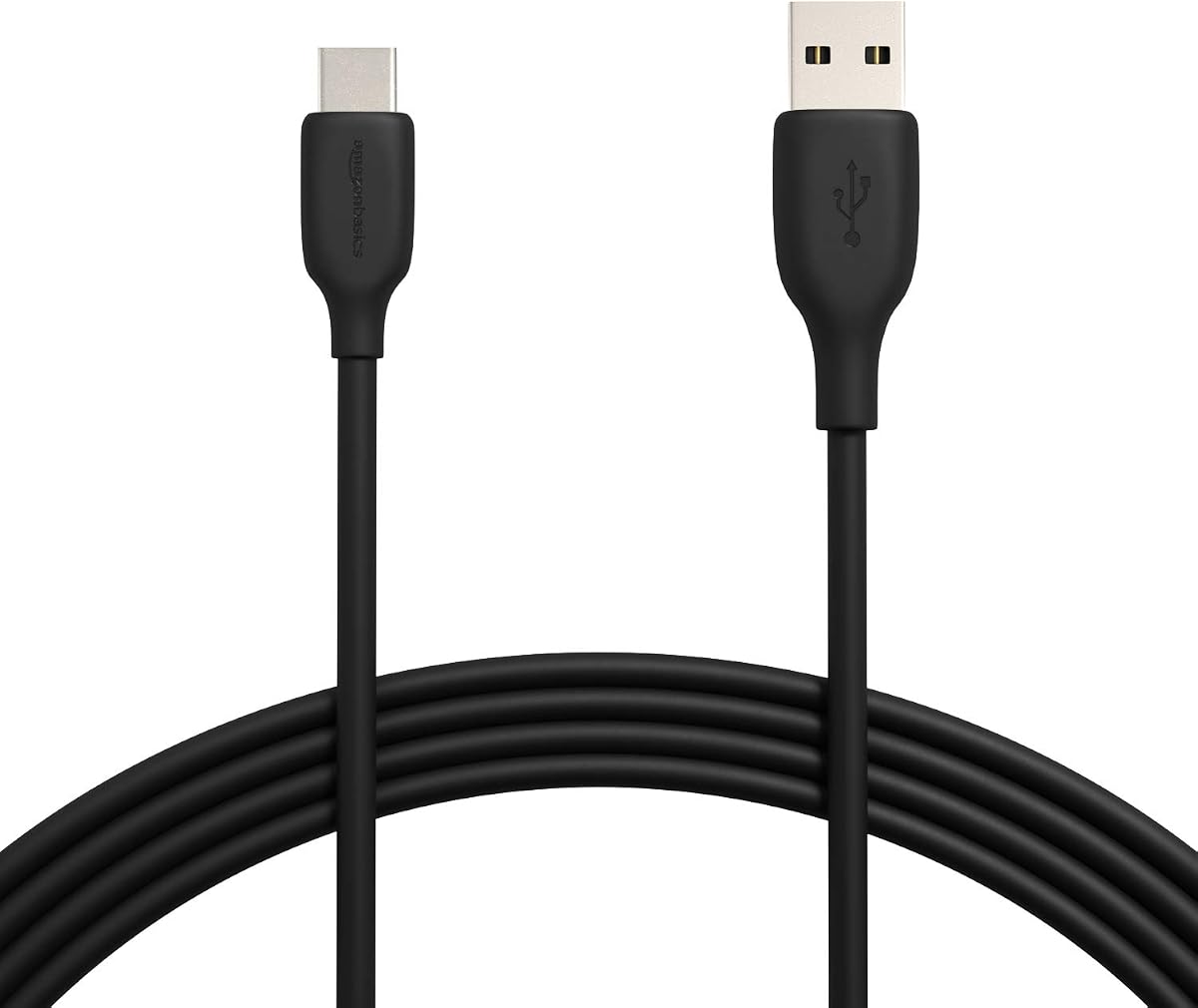 Amazon Basics Cable de carga rápida USB-C a USB-A 2.0, velocidad de transferencia de datos de 480 Mbps, certificado USB-IF, para Apple iPhone 16/15, iPad, Samsung Galaxy, tabletas, portátiles, 10 pies, negro