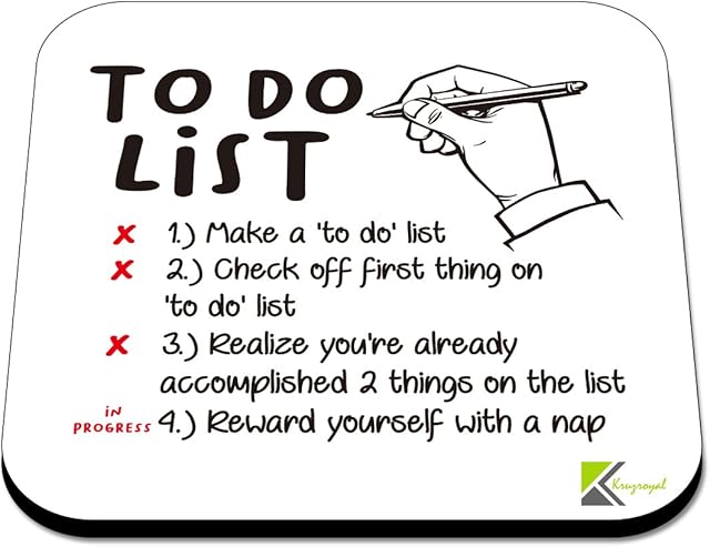 CS542 to Do List Novelty Funny Coffee Tea Drink Gift Glossy MDF Wooden Coaster