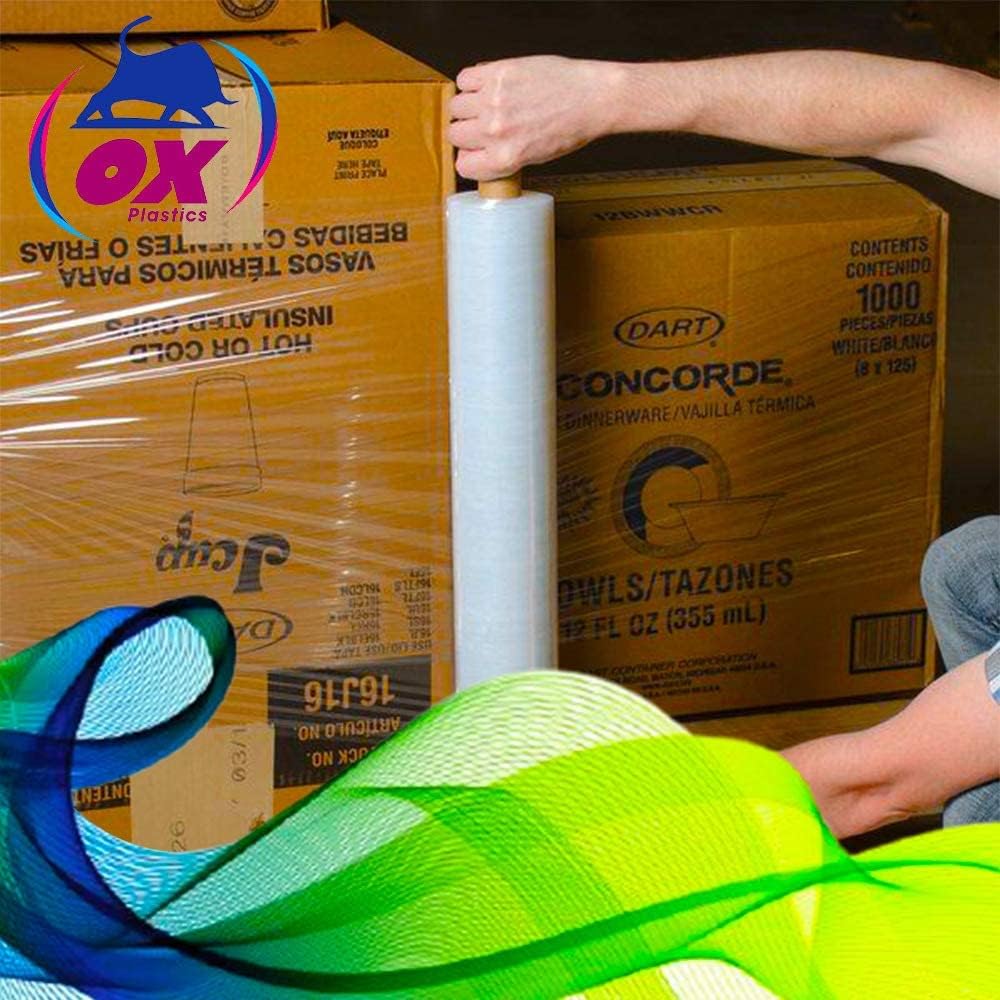 20 Inches X 1000 Feet Roll - Thick 80 Gauge - Plastic Film Shrink Wrap, for Moving Furniture Pallet Box Wrapping, Heavy Duty Stretch Industrial with Handles, Made in USA, Clear (4-Pack)