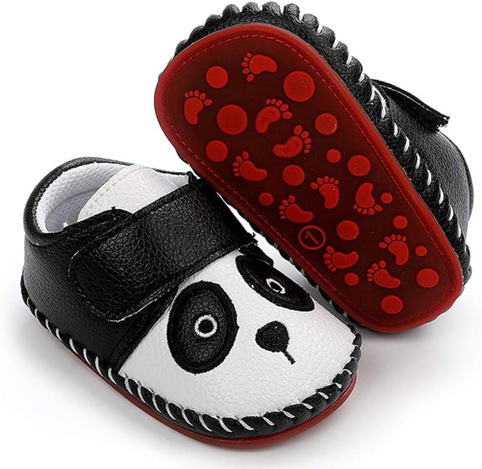 Baby Boys Girls Pu Leather Hard Bottom Walking Sneakers Toddler Rubber Sole First Walkers Infant Cartoon Slippers Crib Shoes