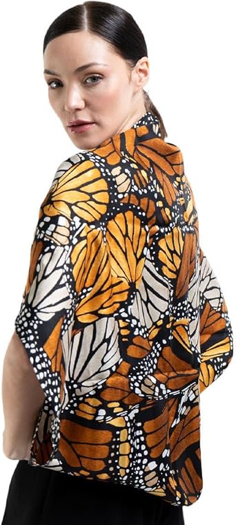 Pineda Covalin LARGE SILK SCARF- MACRO MONARCH BUTTERFLY