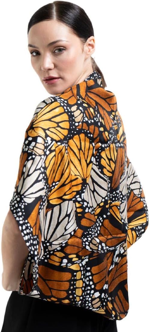 Pineda Covalin LARGE SILK SCARF- MACRO MONARCH BUTTERFLY