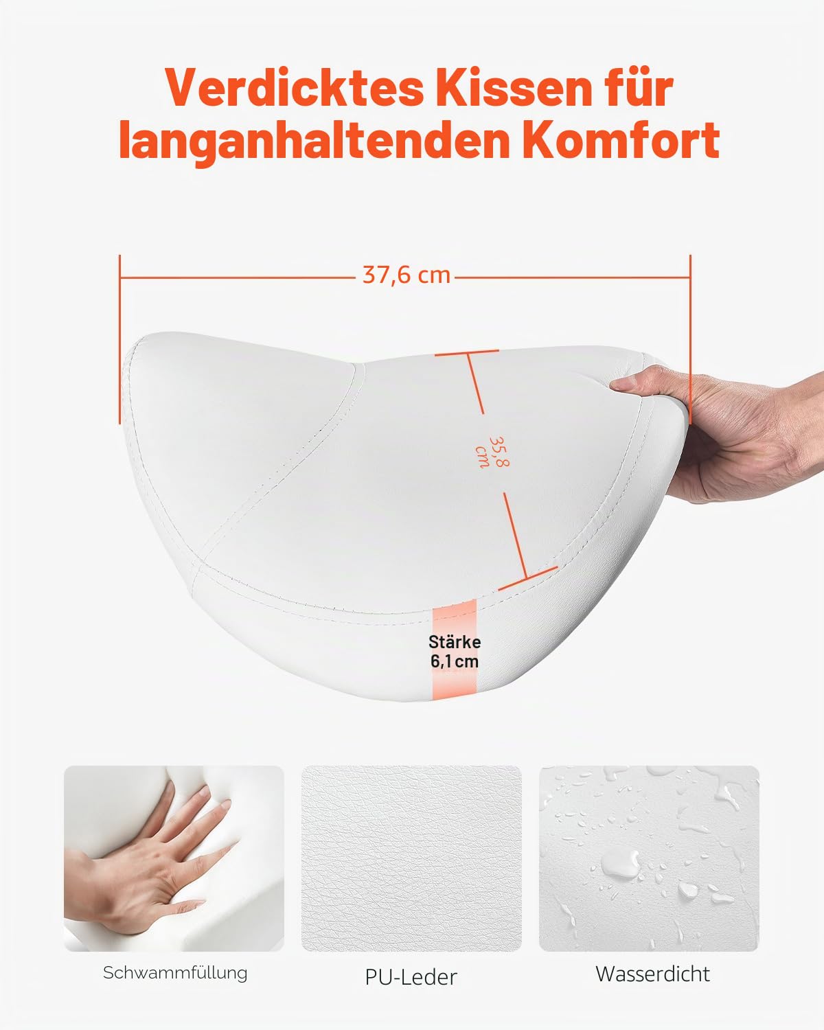 VEVOR Sattelhocker Rollhocker 204 kg belastbarer höhenverstellbarer (55-71 cm) Drehhocker Arbeitshocker, ergonomischer verdickter PU-Leder-Drehsattelstuhl für Salon Spa Massage Klinik, Weiß