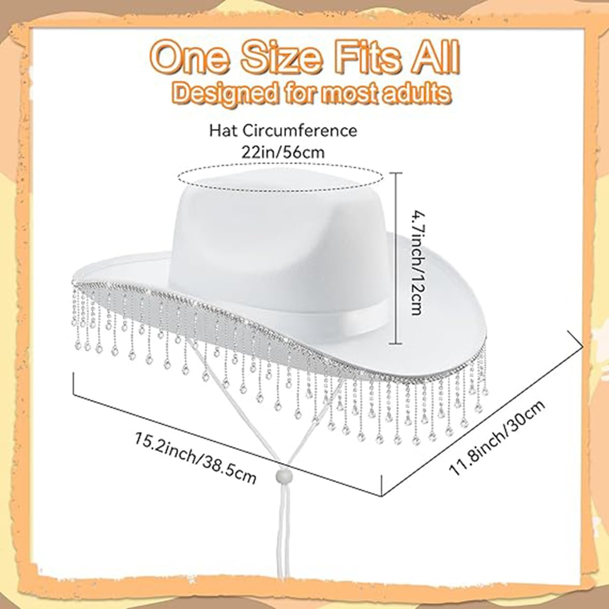 Chapeau de cowgirl pour enterrement de vie de jeune fille, chapeau de cowboy blanc à strass pour femme, cadeau de future mariée, décoration de fête prénuptiale