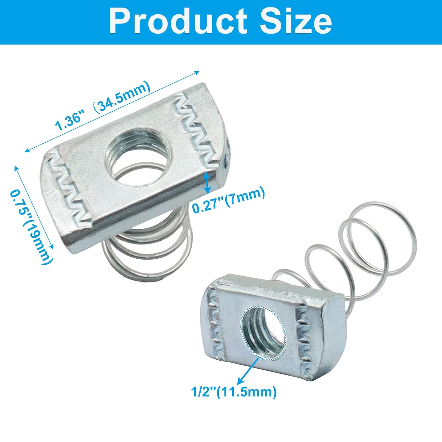 10 Pack Strut Channel Nuts 1/2"-13 Spring Channel Nuts