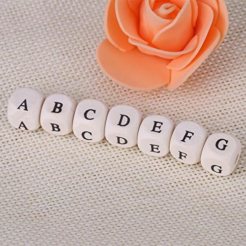 Garosa DIY Wooden Letter Beads 10mm Square 100 Pieces Natural Maple Wood for Jewelry Making