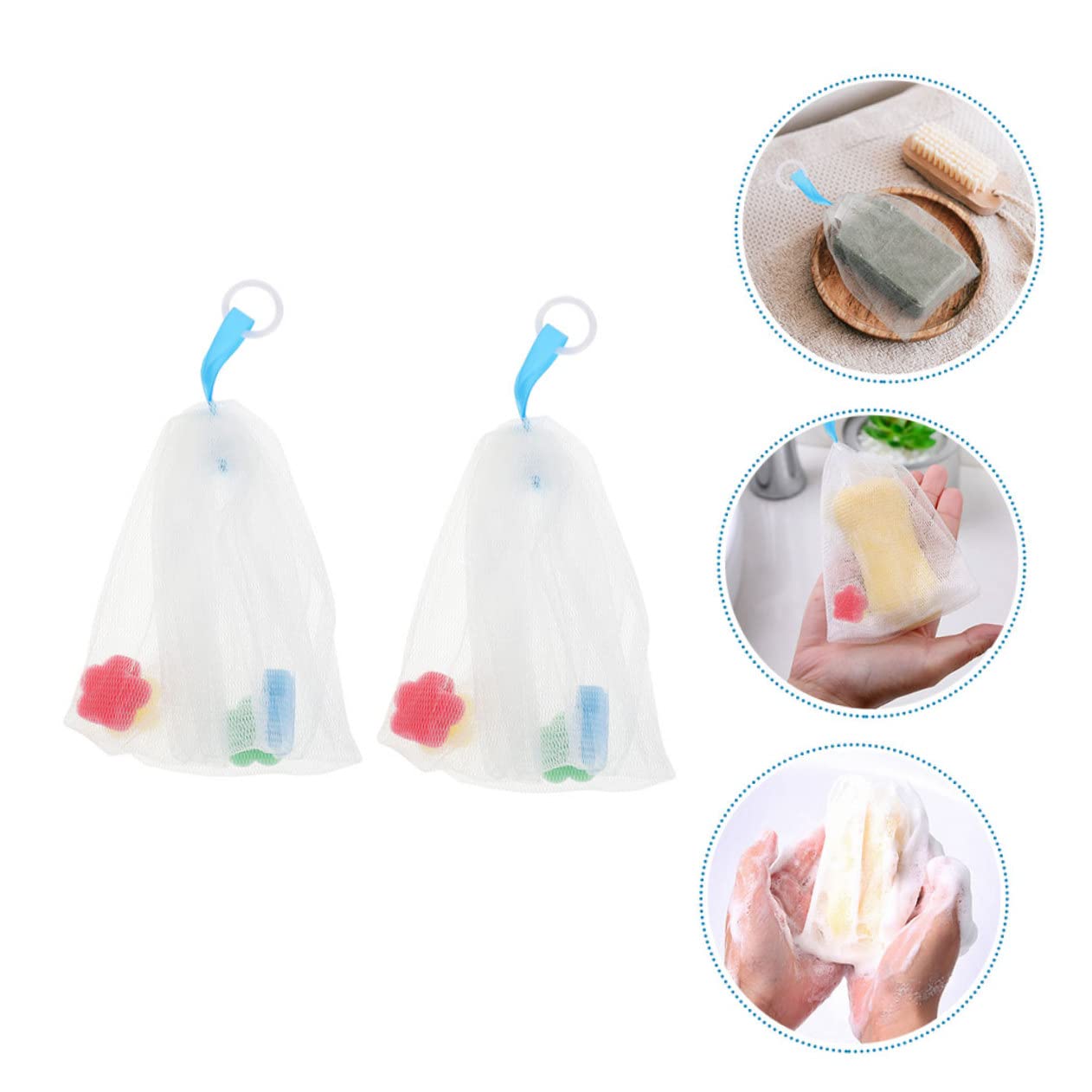 2Pcs Soap Exfoliating Pouches Foaming Net Bags for Bar Soap Portable Mesh for Cleansing Suitable for Shower and Bath