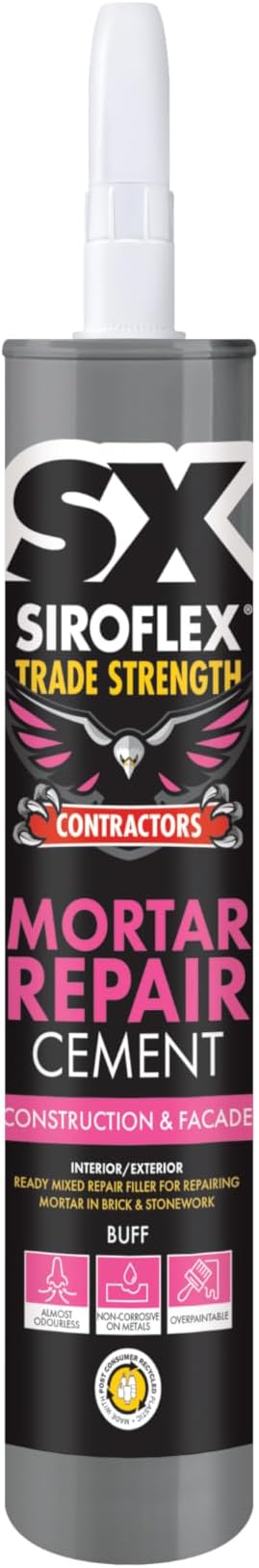 SX Siroflex Mortar Repair Cement Buff – Ready to use repair mortar for Pointing jobs & Damaged Masonry Joints - Adheres without primer on Damp Surfaces - Interior & Exterior – 300ml