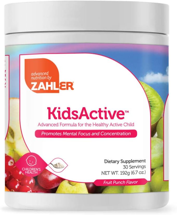 Zahler KidsActive, Kids Concentration Formula Powder, All Natural Children’s Supplement Supporting Focus and Attention, Certified Kosher, 30 Servings Fruit Punch Flavored Powder