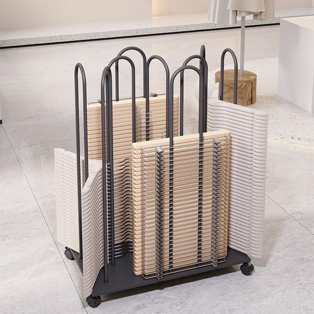 Organisateur de cintres empilable 4 en 1 sur roulettes pour buanderie