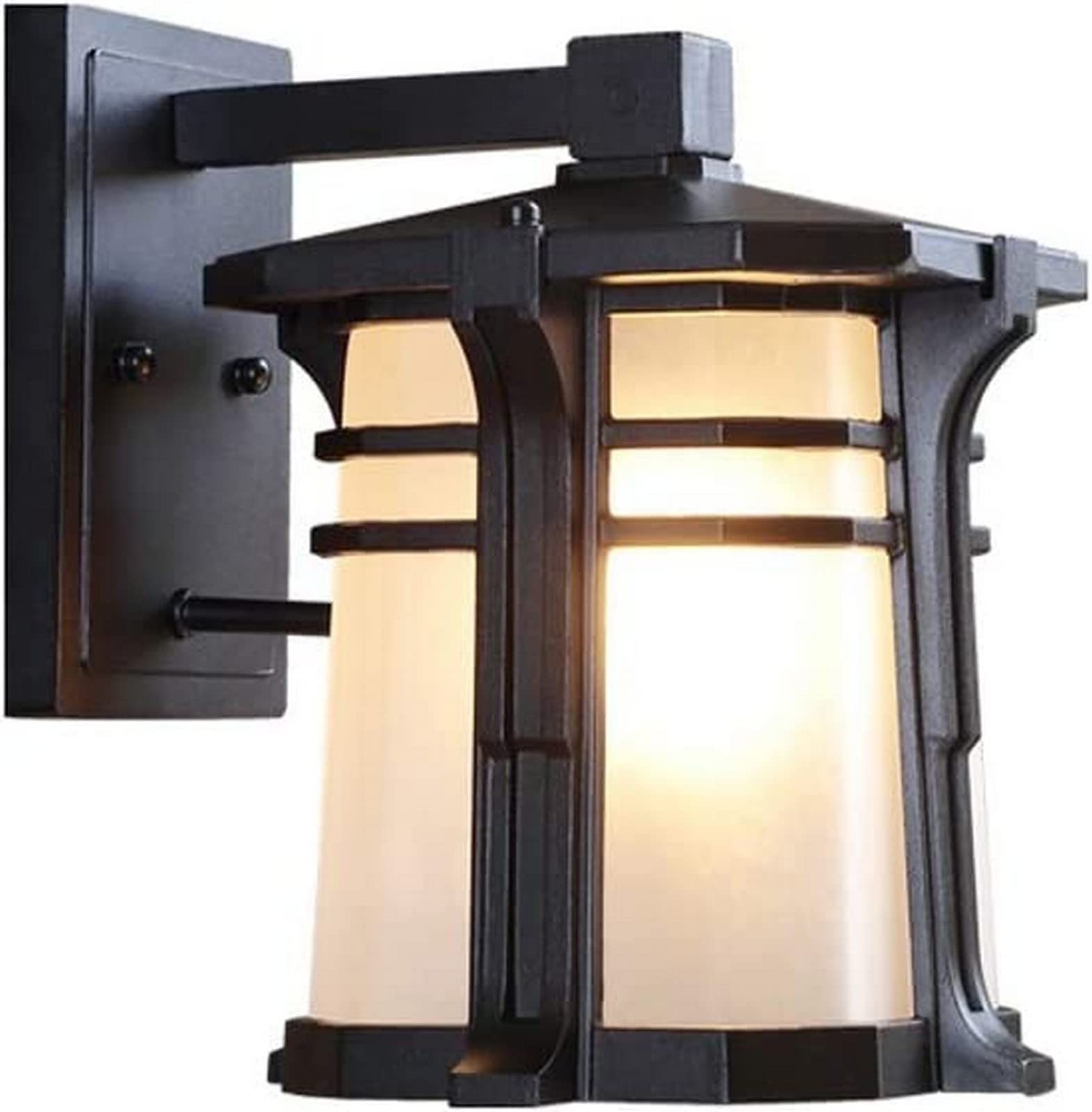 SXECAEPS Wall Lamps Sconces Garden Light Outdoor Sconce Waterproof Antirust Lantern Black Matte Finish Mounted Porch Antique E27 Fixture