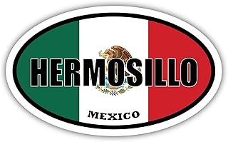 3 Pack 2x3 inches | Hermosillo Mexico Flag Oval Sticker Construction Toolbox, Hardhat, Lunchbox, Helmet, Mechanic, Luggage