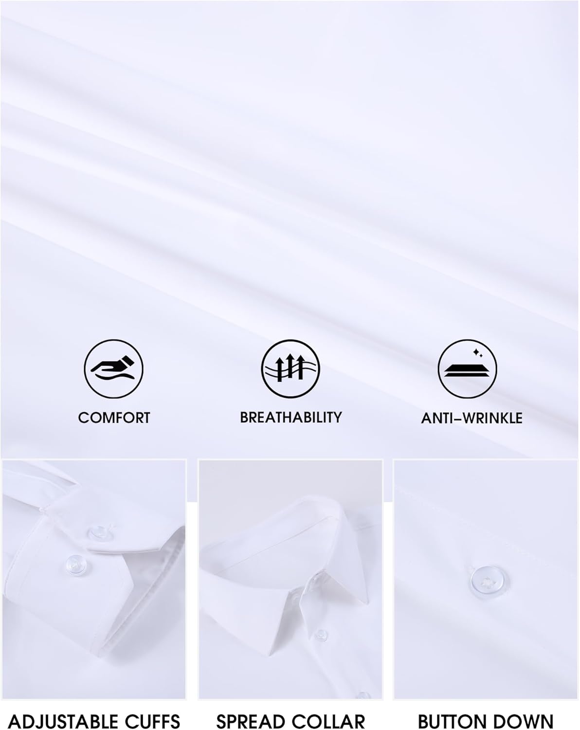SAMERM Mens Dress Shirt Wrinkle Free Moisture Wicking 4-Way High Stretch Super Soft Casual Button Down Shirts - Image 5