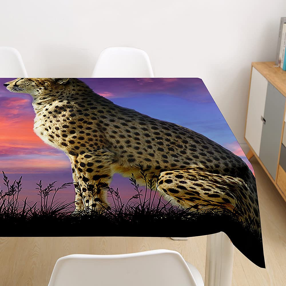 Tovaglia Rettangolare 100x100 Cm Con Stampa Leopardo 3D – Antimacchia, Impermeabile, In Poliestere – Per Tavolo Da Pranzo, Giardino, Cucina