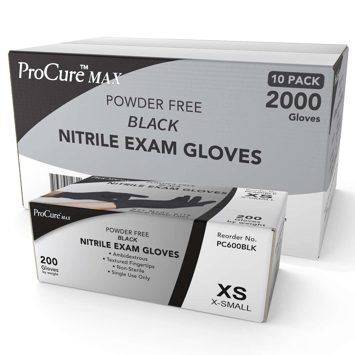 Disposable Black Nitrile Gloves X Small, 2,000 Count Case - Heavy Duty 4 Mil Thick - Powder Free, Rubber Latex Free, Medical Exam Grade, Cooking and Food Safe - Soft with Textured Tips