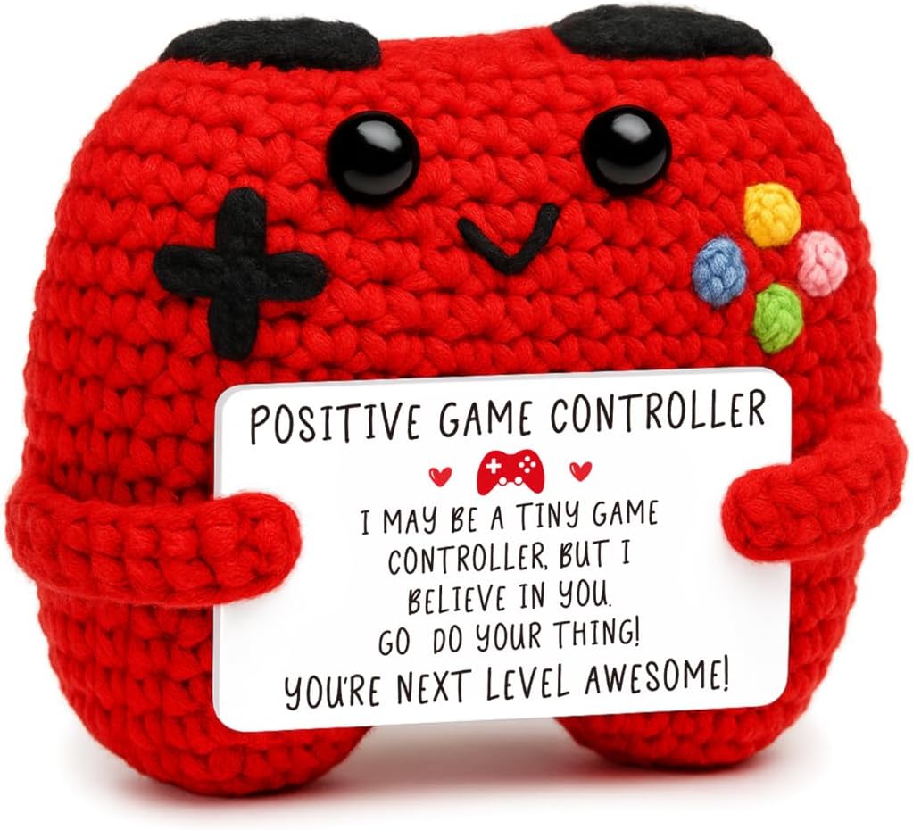 Positive Crochet Controller Gifts for Teen Girls Teen Boys Christmas, Gamer Gifts for Men Teenage Boys, Handmade Gamer Game Controller Doll for Kids Son Brother, Christmas Stocking Stuffers
