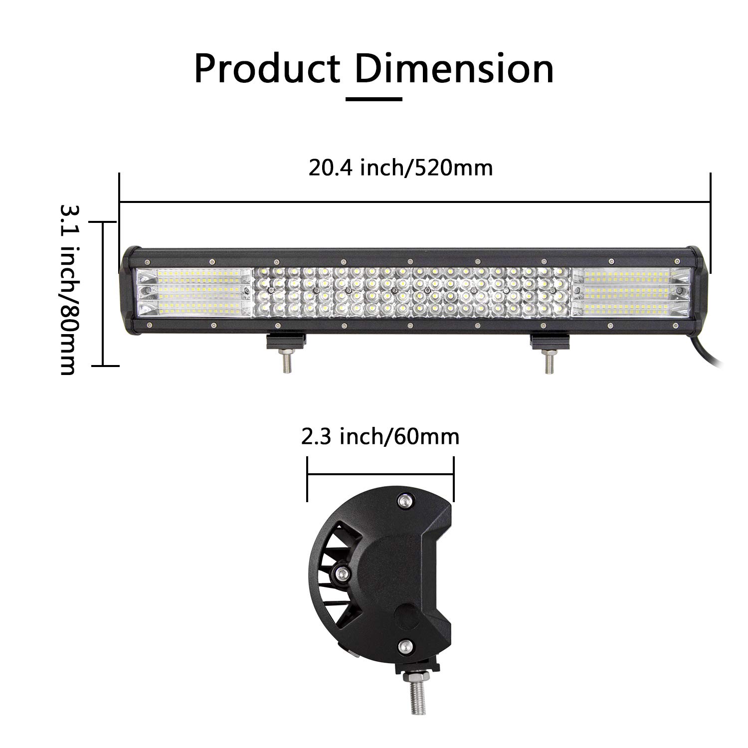 SKYWORLD Barre LED 51cm 510W Étanche 12V Avec Câblage Et Support Plaque - Feux 4x4 Off Road