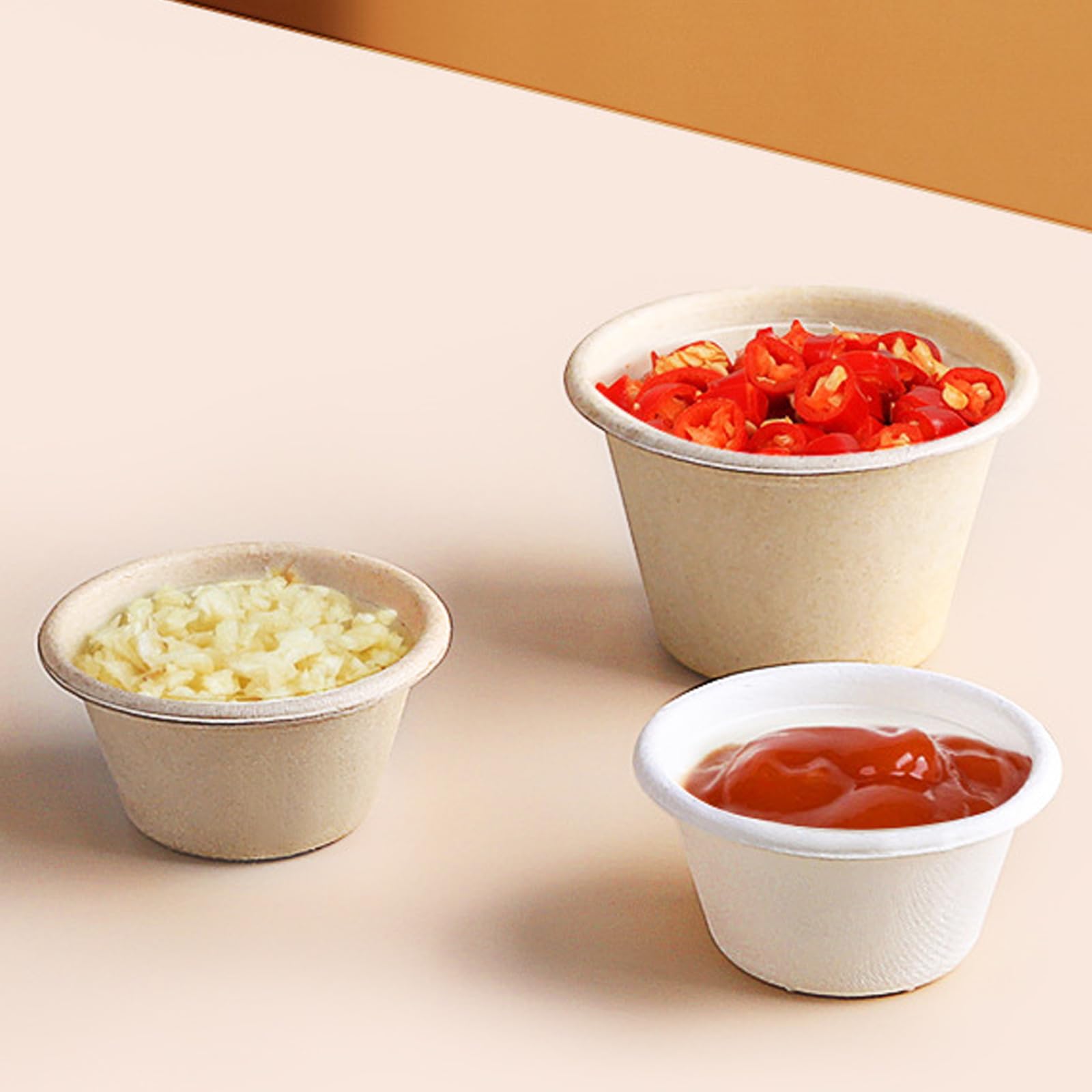 300 Stk. Bio-Portionsbecher 120ml (4 oz) aus Bagasse – Kompostierbare Saucenbecher & Dip-Schälchen – Stabil & Hitzebeständig – Nachhaltige Probierbecher für Eis & Catering (Natur)
