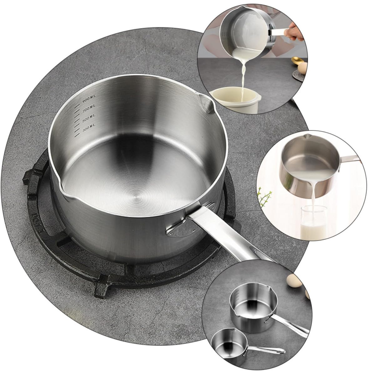 Bricco Latte in Acciaio Inox 900ml Scala Capacità Integrata