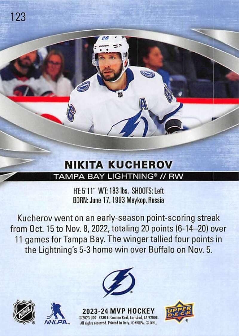 Amazon.com: 2023-24 Upper Deck MVP #123 Nikita Kucherov Tampa Bay
