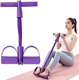 Multifunctional Pedal Resistance Band, 8-Tube Stretch Band with Handle, Fitness Shaping Yoga Exercise Equipment, Natural Rubber Tension Rope, for Abdominal, Leg, Arm and Back Slimming Training