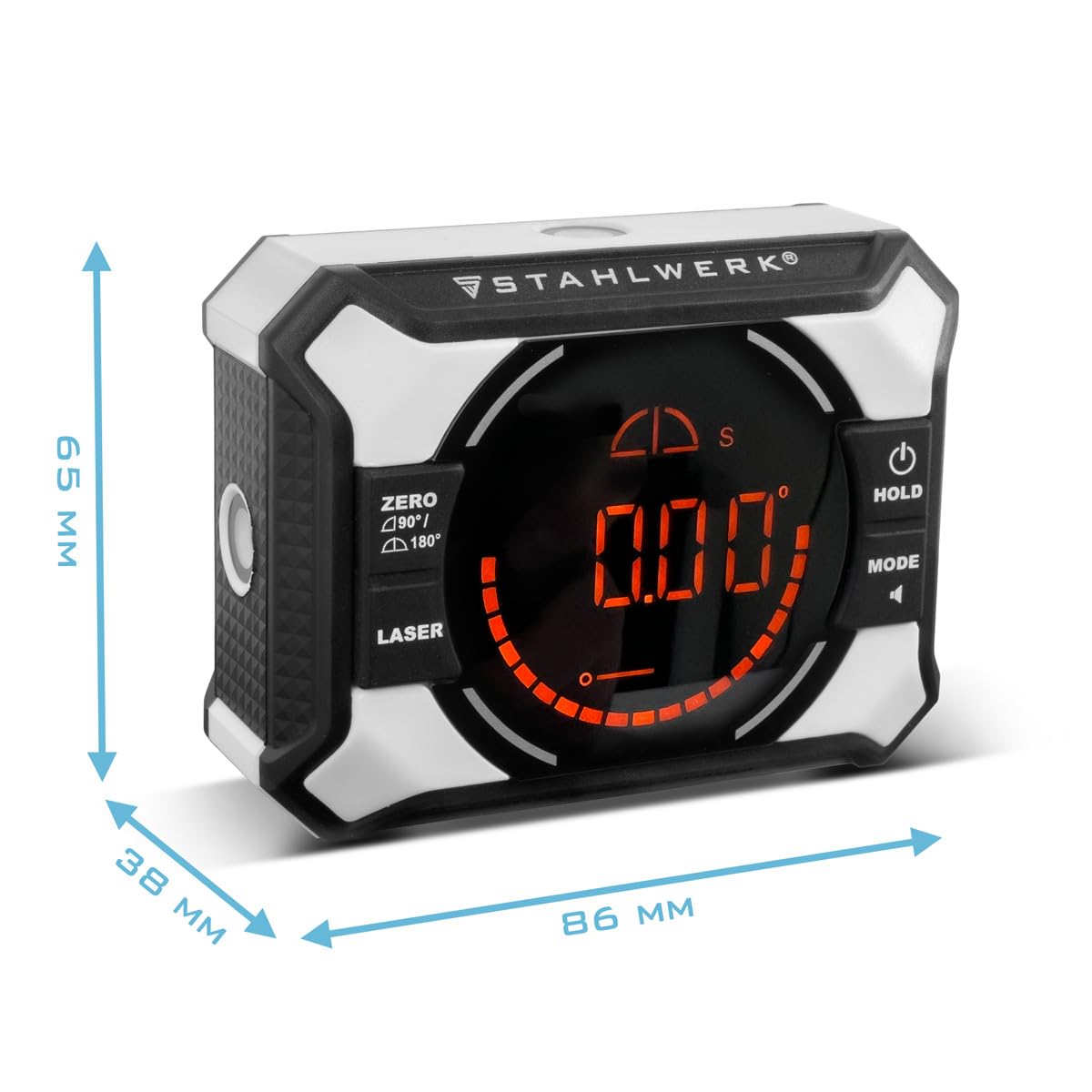 STAHLWERK Laser-Winkelmessgerät DAG-360 ST | Digitaler Winkelmesser | Level-Box | Wasserwaage mit Linien-Laser, Nivellier-Funktion, Magnetbefestigung, Lithium-Ionen-Akku und USB-C-Ladebuchse