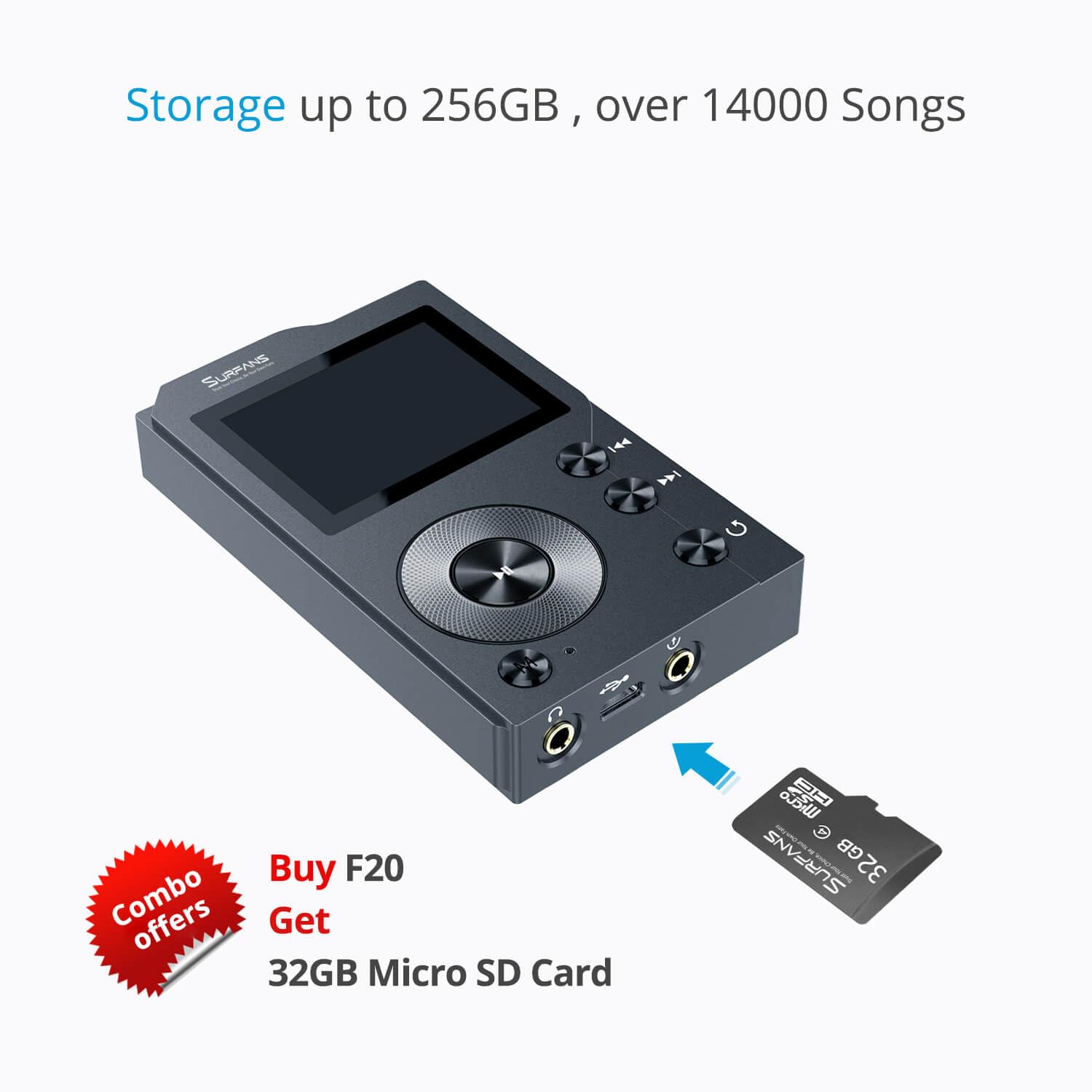 Amazon.com: Surfans F20 HiFi MP3 Player with Bluetooth5.2
