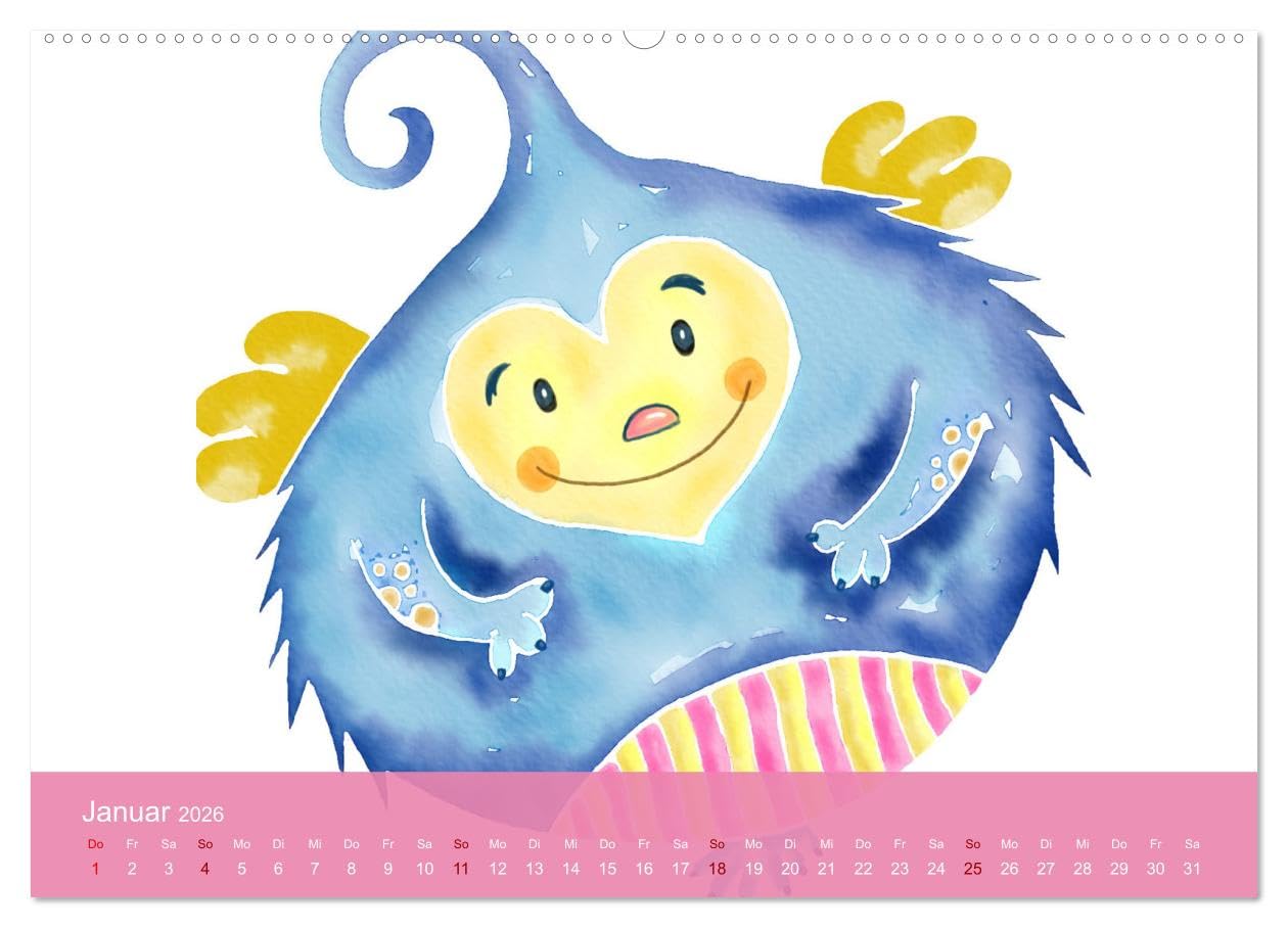 Glückliche Kindheit. Duftiger Aquarell Kinderkalender (Wandkalender 2026 DIN A2 quer), CALVENDO Monatskalender: Sonniger Aquarellkalender für glückliche Kinder und Familien (CALVENDO Kunst)