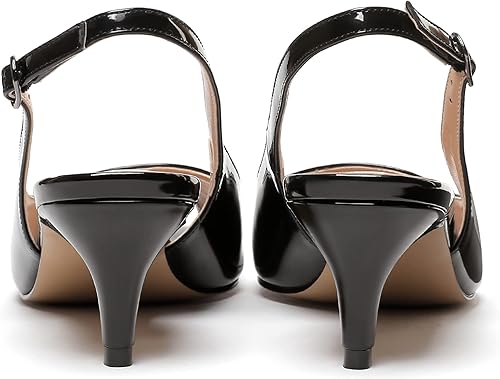 Miniatura 4 de WAYDERNS Zapatos de vestir para mujer con correa de tobillo con puntera abierta y tacón bajo para mujer, zapatos de vestir lindos de 2 pulgadas
