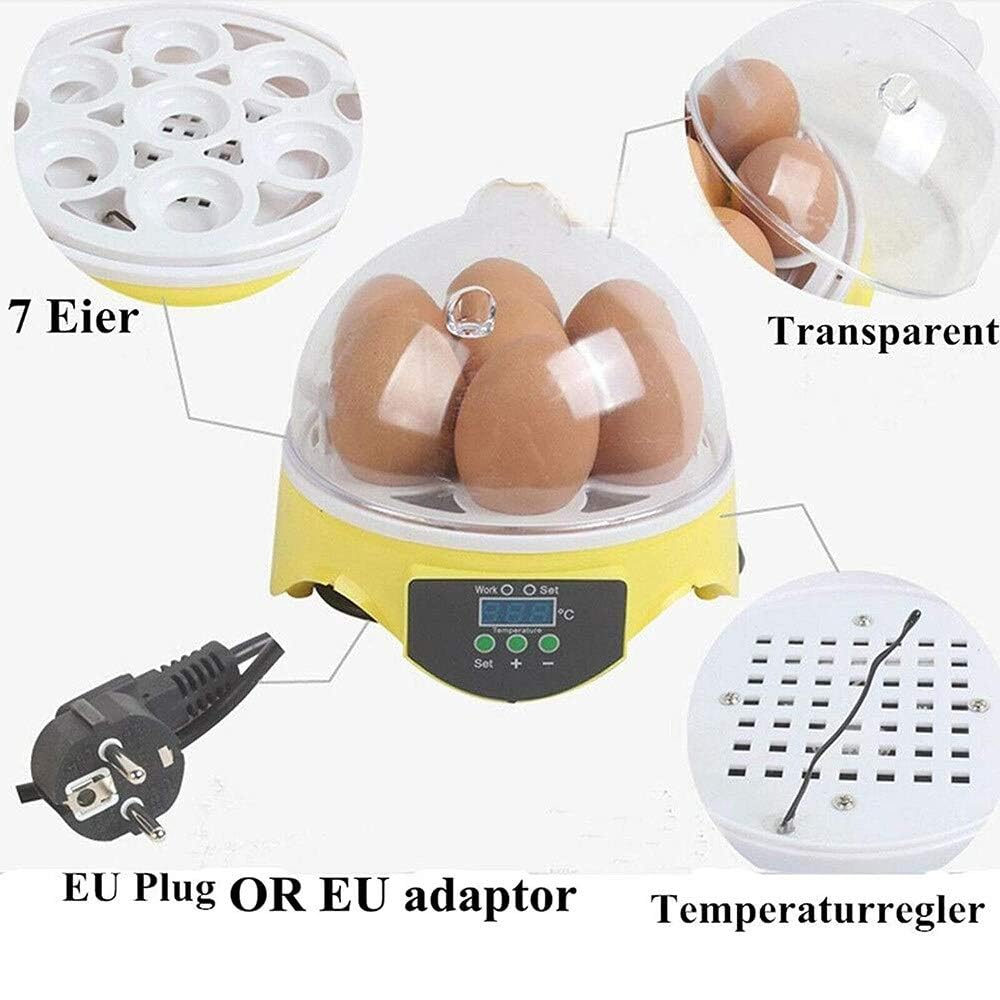 Incubatrice per 7 Uova, incubatrici per Uova da cova, Mini incubatrice Automatica per polli, Anatre e oche, incubatrice per Uova con girauova Automatico dal Design visibile.