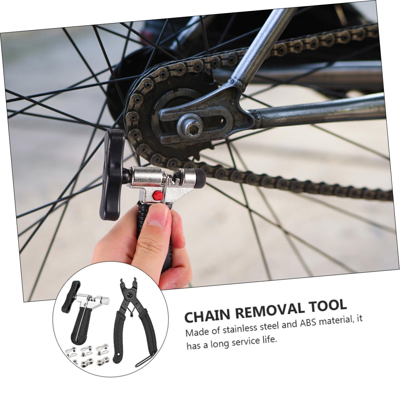 SUPVOX Alicates De Cierre De Gancho y Bucle Cortador De Cadena Herramienta De Cadena De Reparación De Bicicletas Alicates De Enlace De Bicicleta Black Acero Inoxidable Más Abs