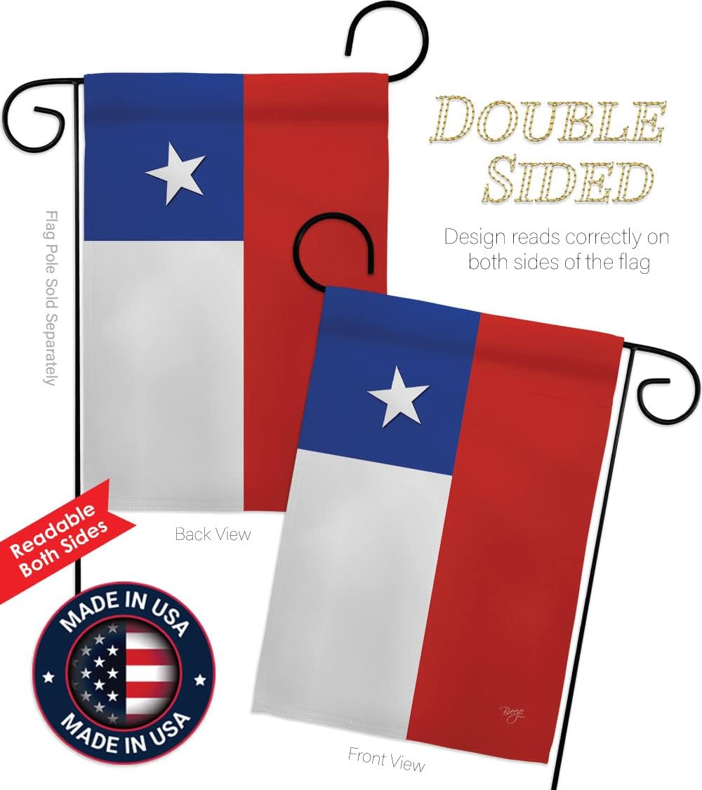 Breeze Decor Chile Garden Flag Set with Stand Regional Nation International World Country Particular Area House Decoration Banner Small Yard Gift Double-Sided, Made in USA