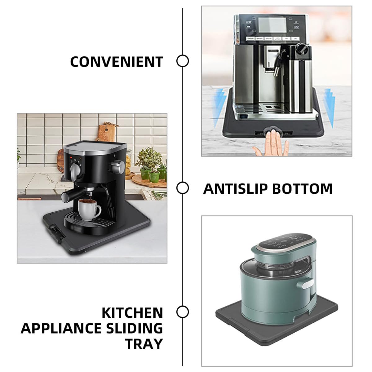 Plateau Antidérapant Abs à en Coulissant Machine pour Fond et Déplacement sans Effort, de Cuisine et Rangement