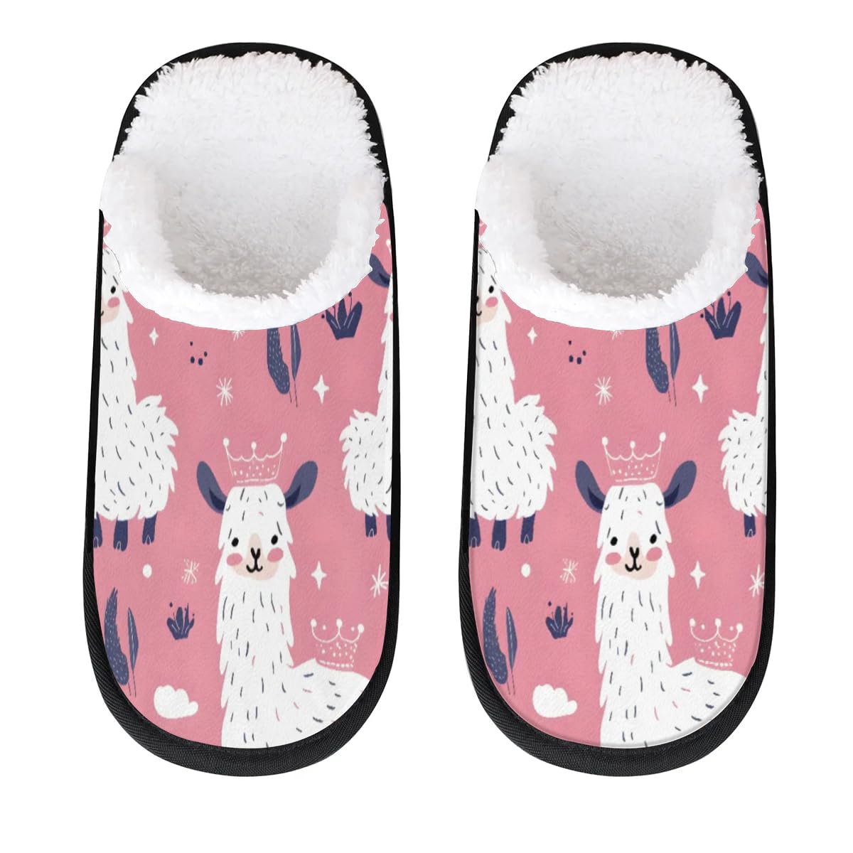 Hsnar Princess Alpaca Slippers for Women Soft Non-Slip Indoor Slippers Home Slippers for Bedroom Hotel Travel Spa, L