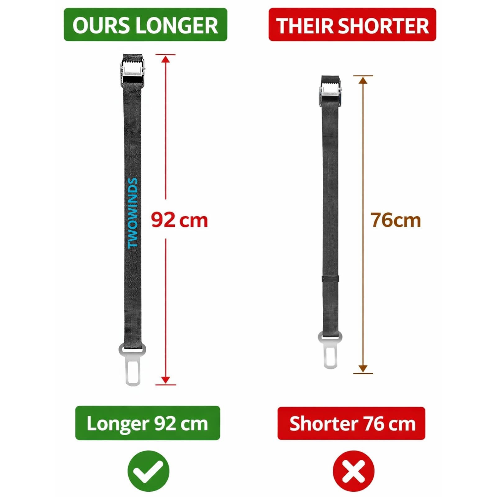 Twowinds - Protezione Antifurto Blocco Porte Anteriori per Camper, Caravan, Auto, Camion - Cinghia (2 unità)
