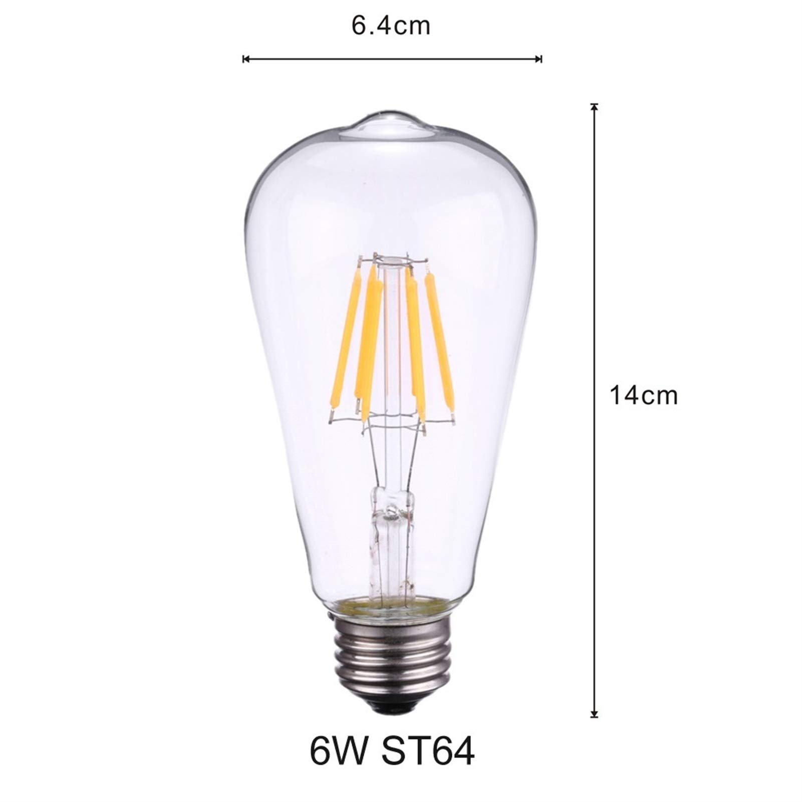 ANTYX 12 V Vintage Edison żarówki, 24 V ST64 Edison LED Bulb E27 6W Ciepłe białe włókno antyczne żarówka, AC/DC 12-36V dla światła energetycznego solarnego i siatki - 10-pack