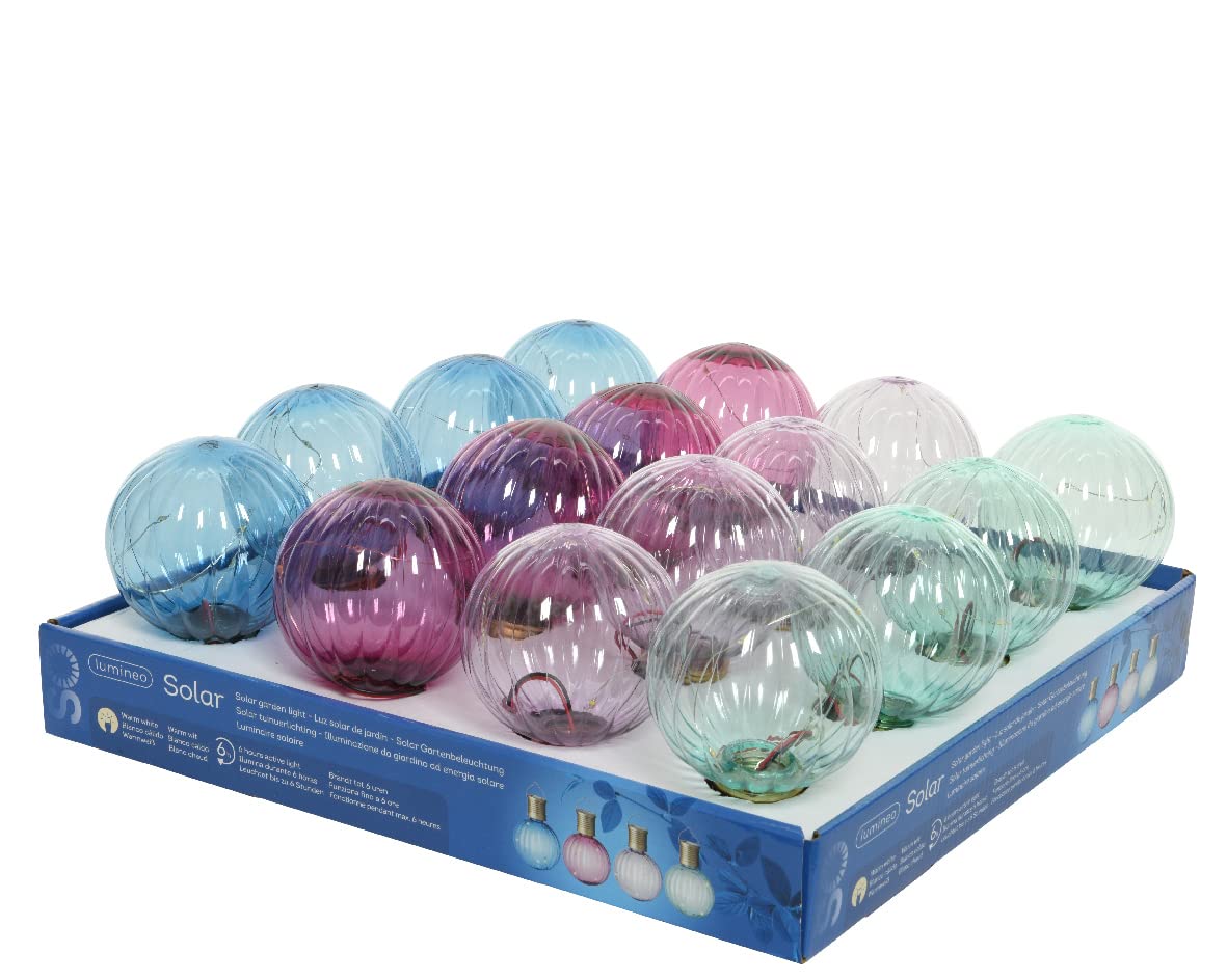 Decoris Solar Gartenleuchte 8x11cm 16er Set LED Kugel Glühbirne Solarleuchte Balkon Außen Solarlampe Hängend