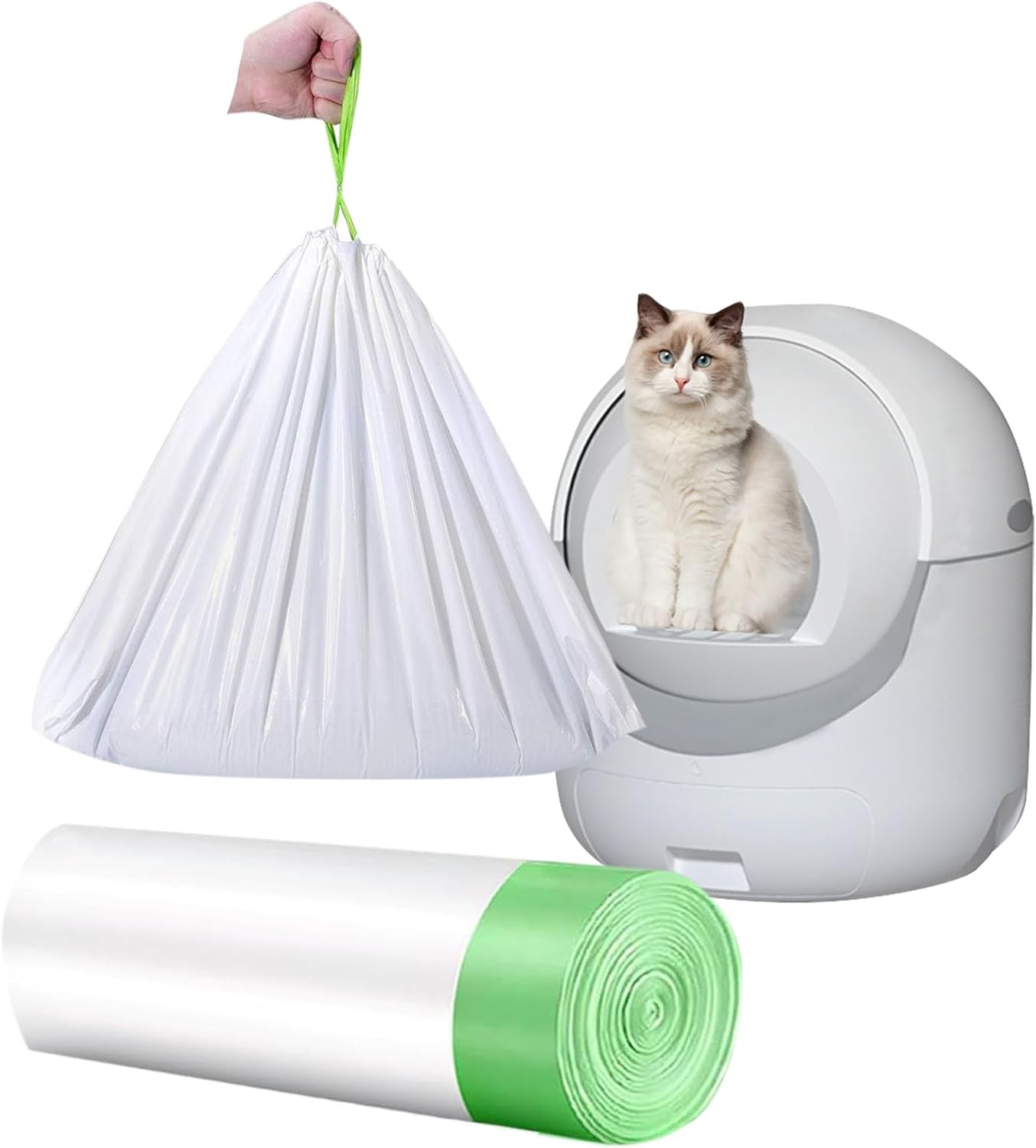 20 Count Cat Drawstring Litter Box Liners 26.6x16.7 inches