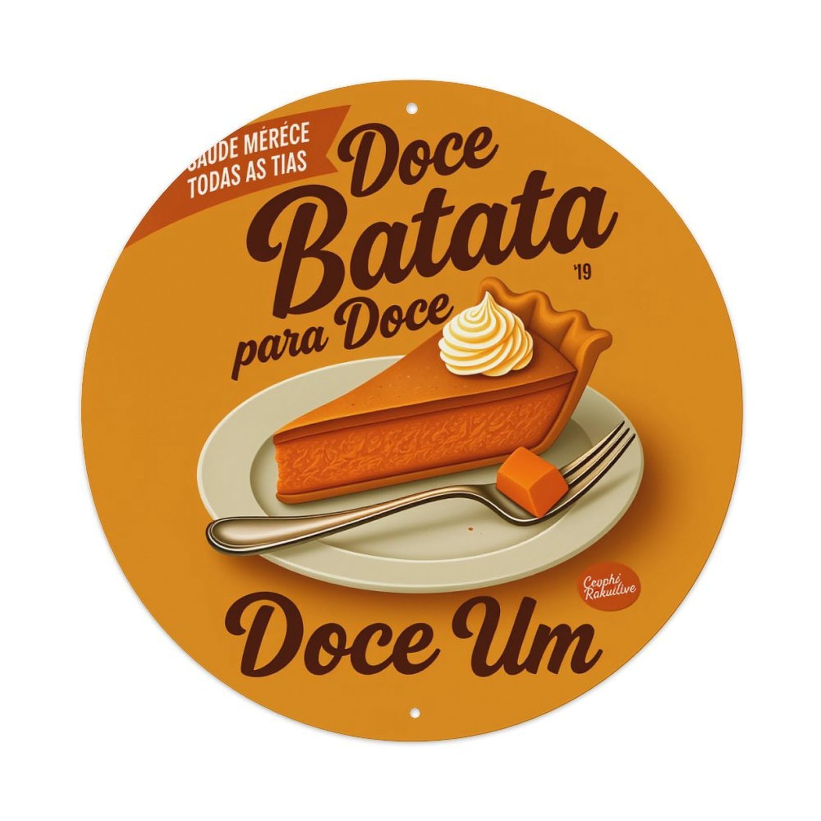 Sweet Potato Pie Slice Round Tin Sign Vintage Metal Poster Retro Bar, Home, Man Cave, Kitchen, Laundry Room Wall Art Decor Gift 8x8Inch