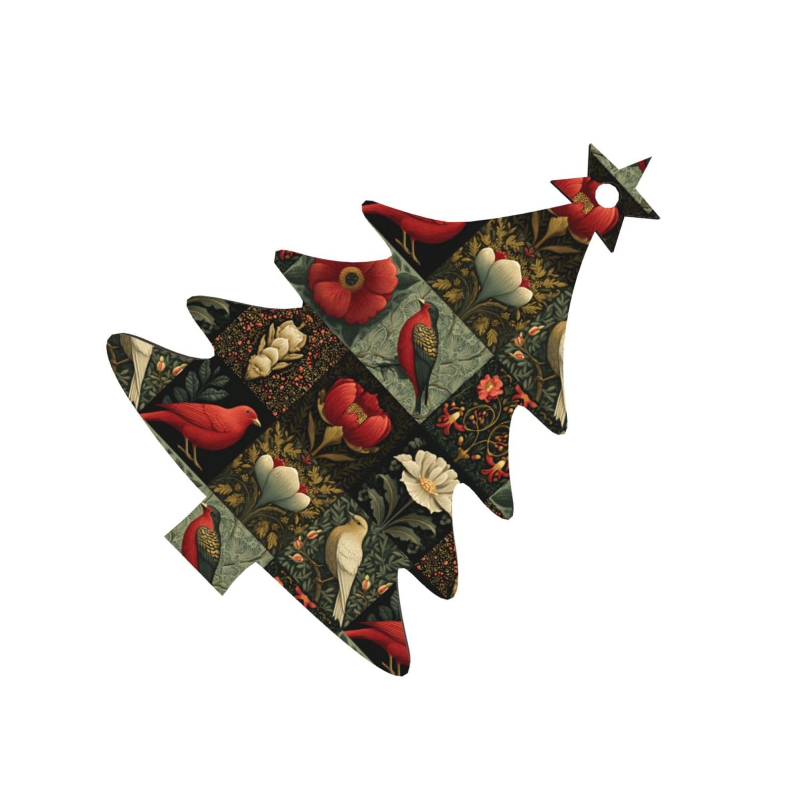 Lot de 6 décorations de Noël scandinaves en bois naturel avec oiseaux et motifs pour sapin de Noël rustique et confortable