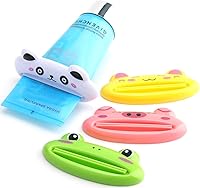 Vista 4 de Pasow Cartoon Animal Plastic Frog Cat Panda Pig Shaped Toothpaste Cream Squeezers - Pack of 4 Mix Designs