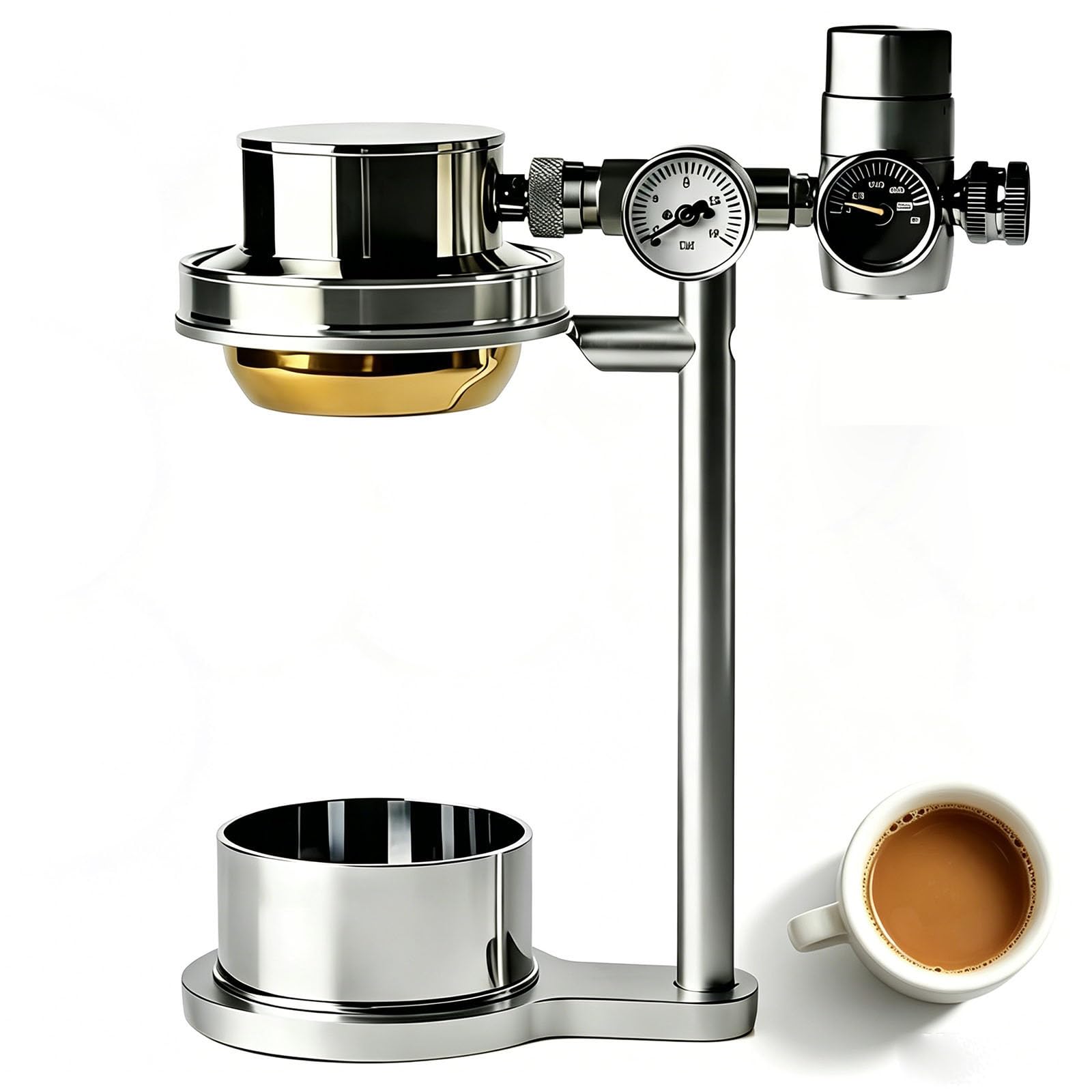 MRJYK 58mm Manual Air Pressure Coffee Maker, Stainless Steel Coffee Maker, With Gauge & Relief Valve, 9 Bar Operating Pressure, For Home, Commercial, Camping