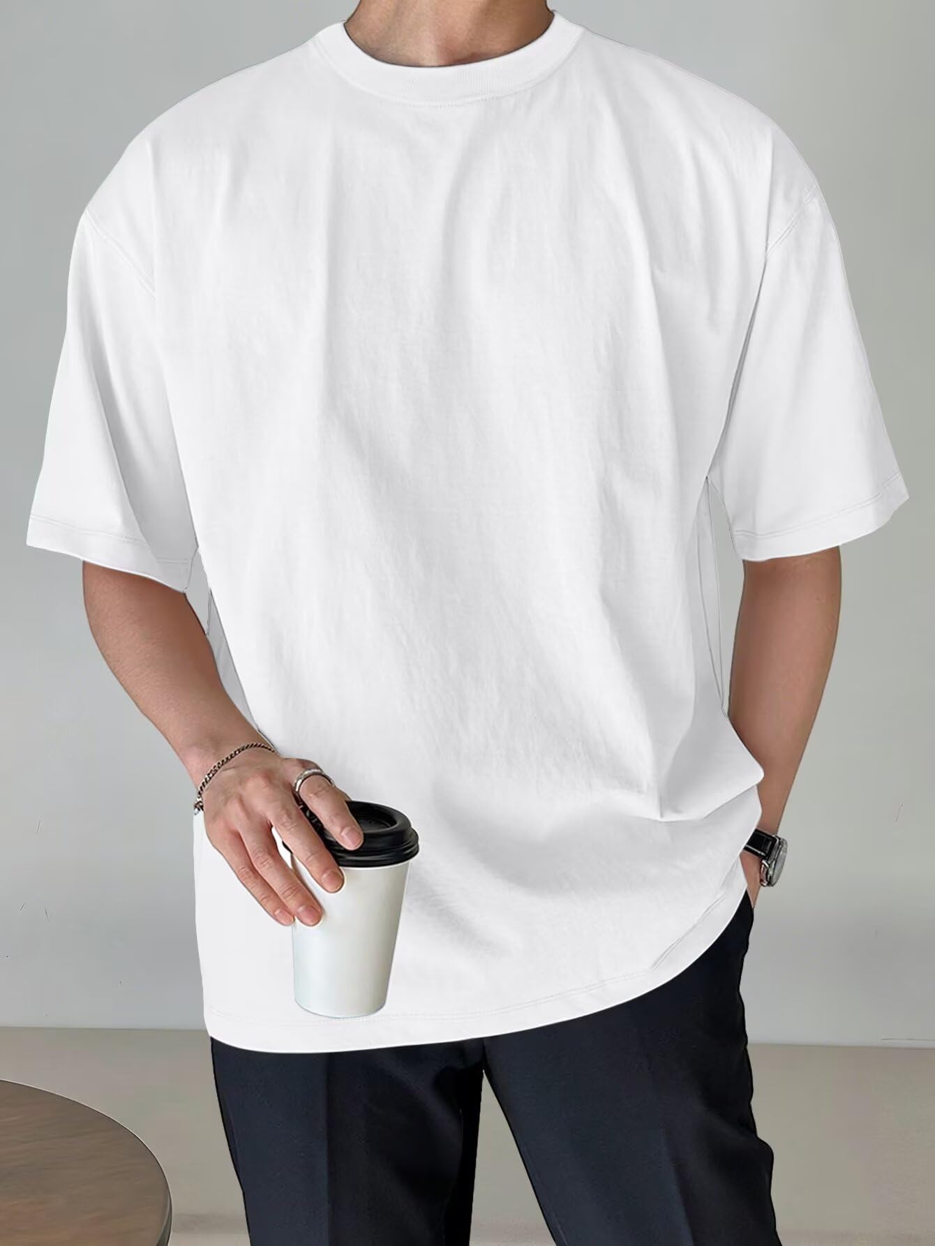Paquete de 2 camisetas casuales de manga corta con cuello redondo para hombre, suaves, cómodas, para uso diario — view 2