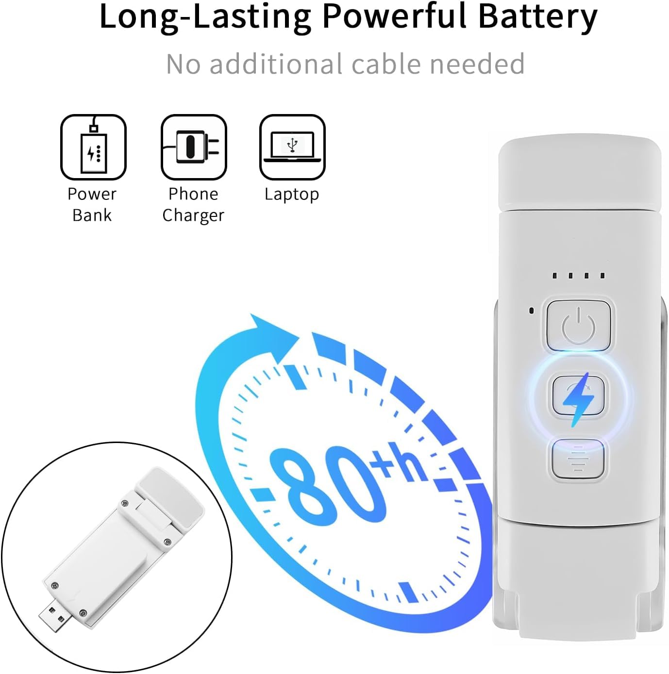 QUMOX Lámpara de Lectura LED con Clip – 3 Tonos Ámbar, 5 Niveles de Brillo, Temporizador, Cabezal Ajustable, Recargable por USB – Luz de Lectura para Libros, Cama, Viaje (Blanco)