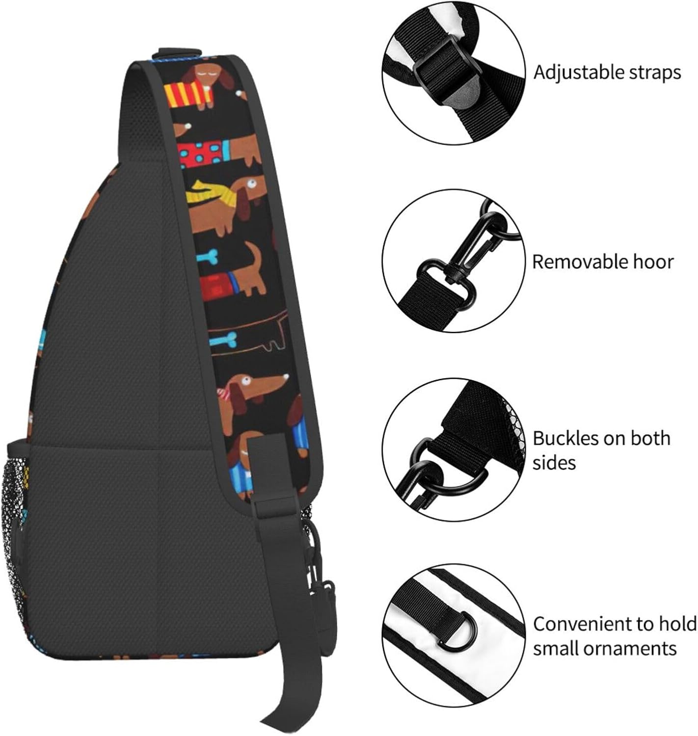 Durable Lightweight I Love My Dog Dachshunds Print Cross chest bag diagonally for Travel Commute Daily Use