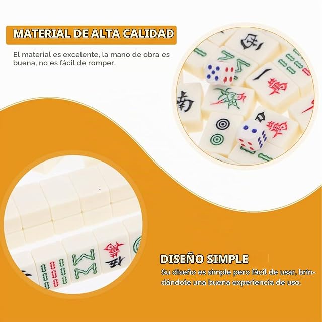 Foto 2 de 7 de RATSTONE Mini Mahjong - Juego familiar chino tradicional con 144 piedras, portátil, juego de fiesta