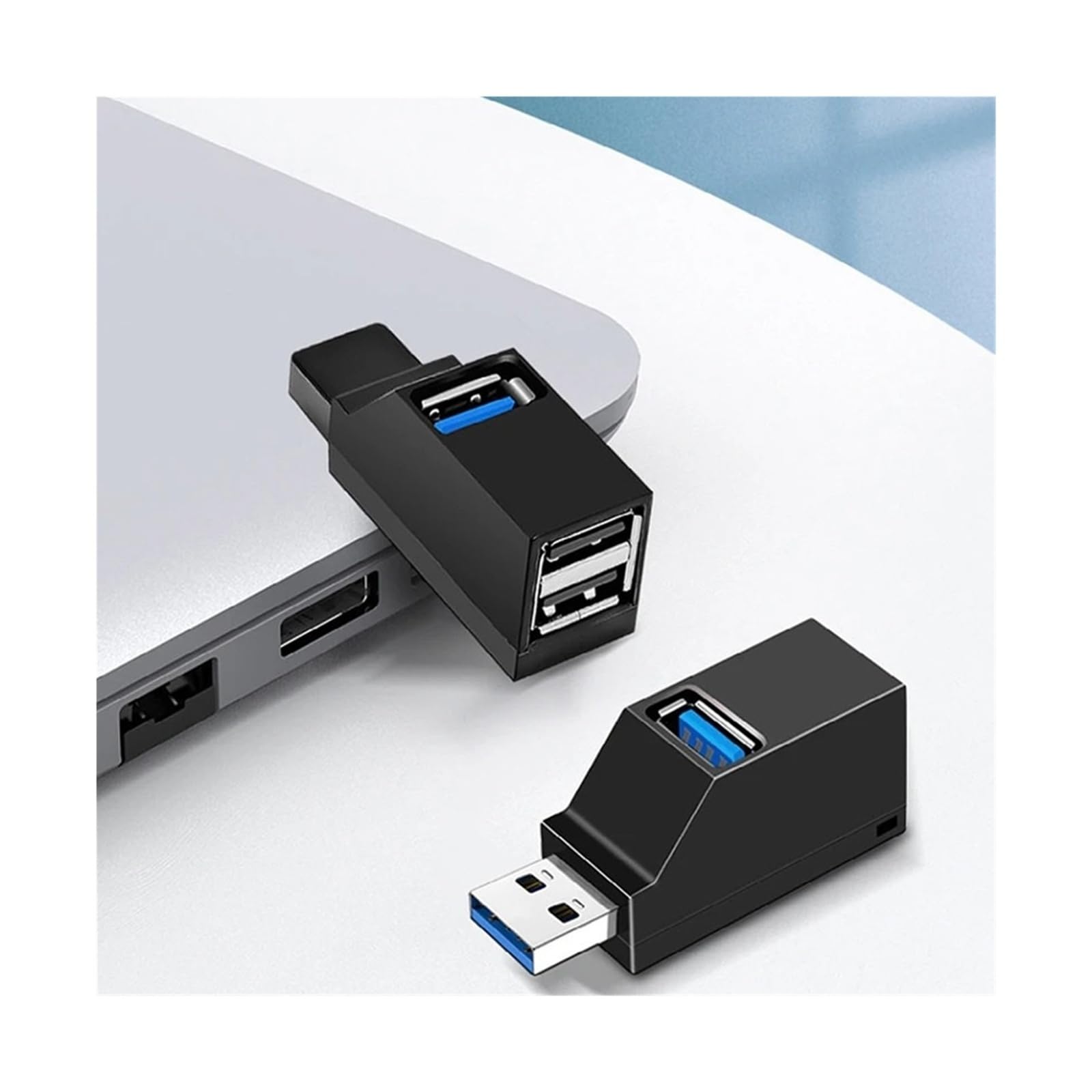 Hub USB 3.0 3-portowy do mini rozdzielacza, szybki transfer danych 5 Gb/s, przedłużacz do laptopa PC (2.0 USB, biały)