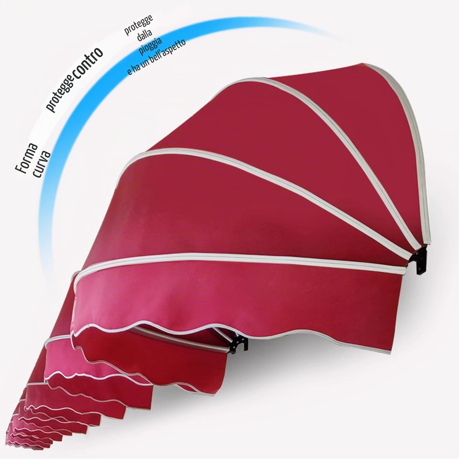 Toldo plegable para exteriores con protección UV para balcón y puerta, tienda de campaña impermeable con accesorios (150 cm / 59in, rojo)