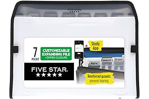 7 Pocket Expanding File Organizer with Customizable Tabs and Clear Cover