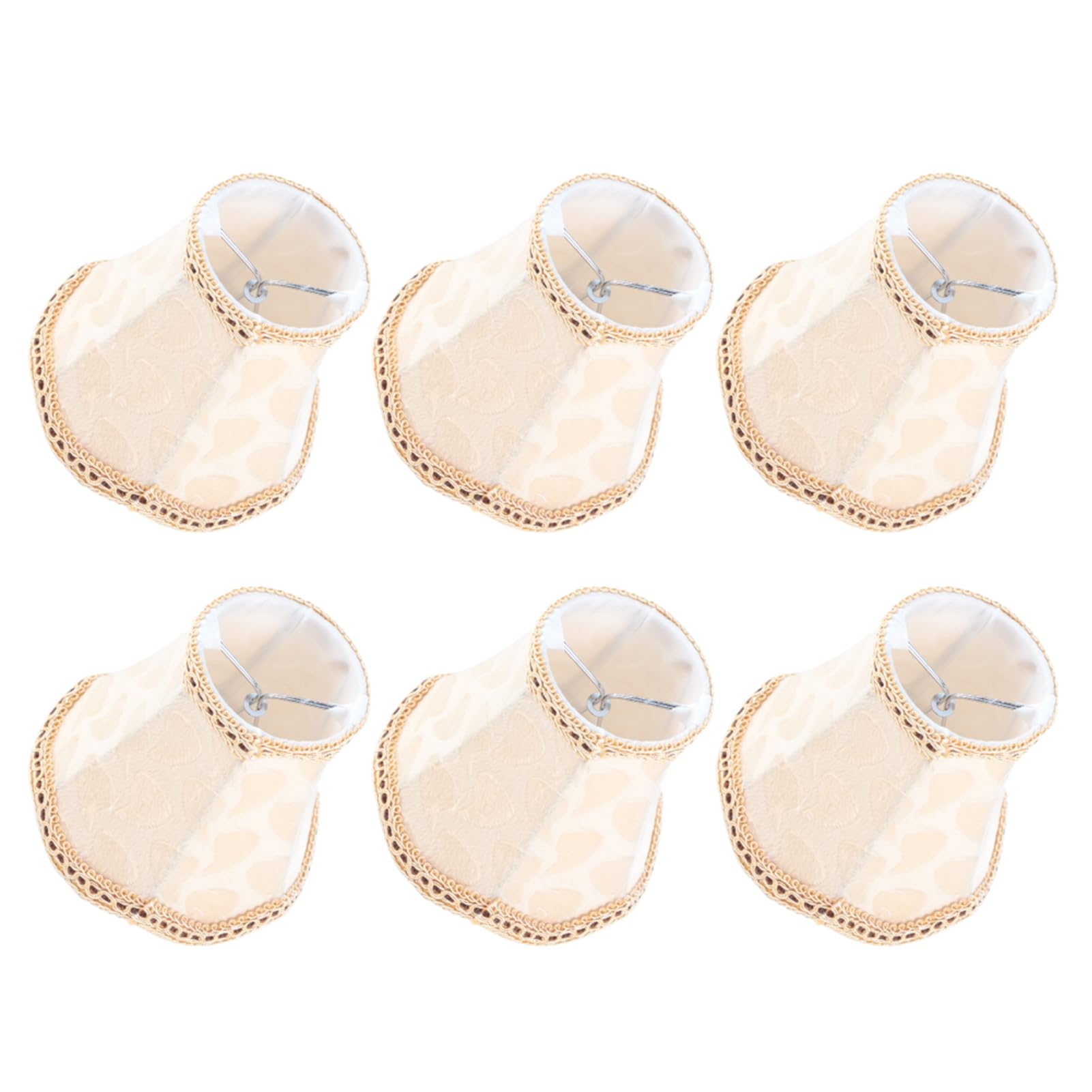 Jelquix Fabric Lampshade Set of 6 Durable Chandelier Shades for Elegant Home Decoration Bedroom Hall Study E14 Bulb Apricot 8x12x13cm